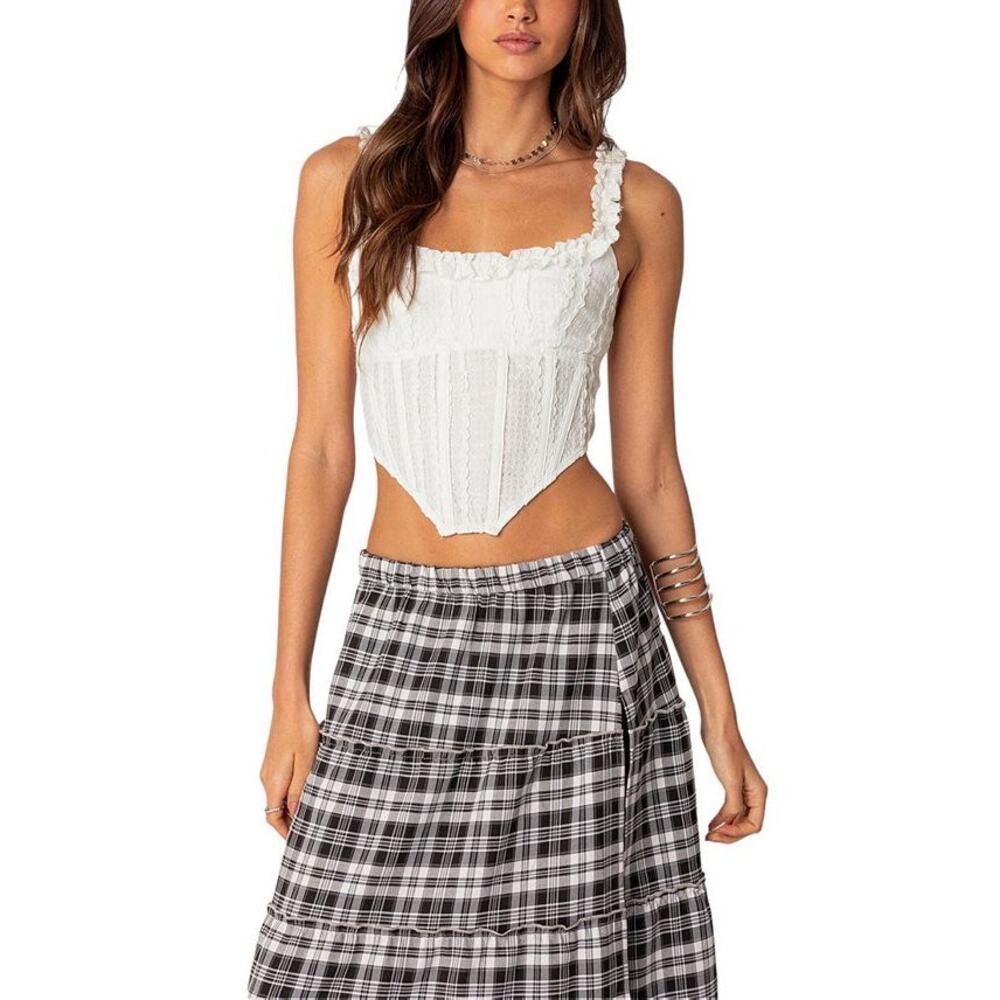 Edikted Textured Ruffle Corset Top - L NWT